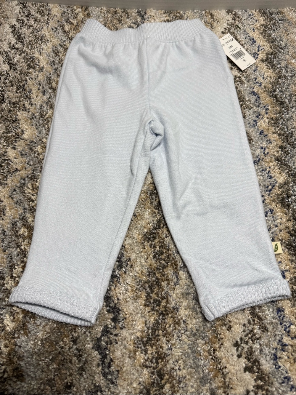 Easy Peasy Light Blue Knit Baby Joggers - Soft & Stretchy 12M